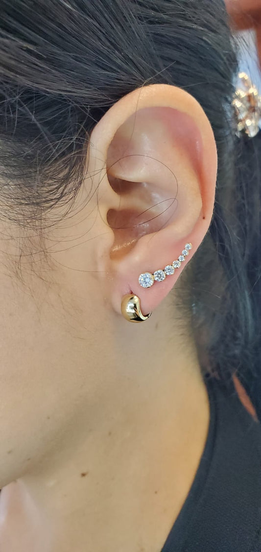 Two Tone Gold Huggie Earring