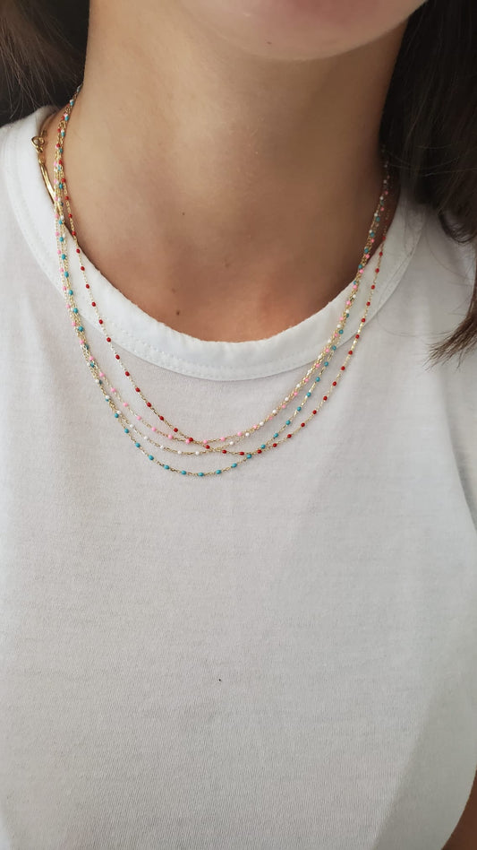 Mini Enamel Color Necklace 18/16''