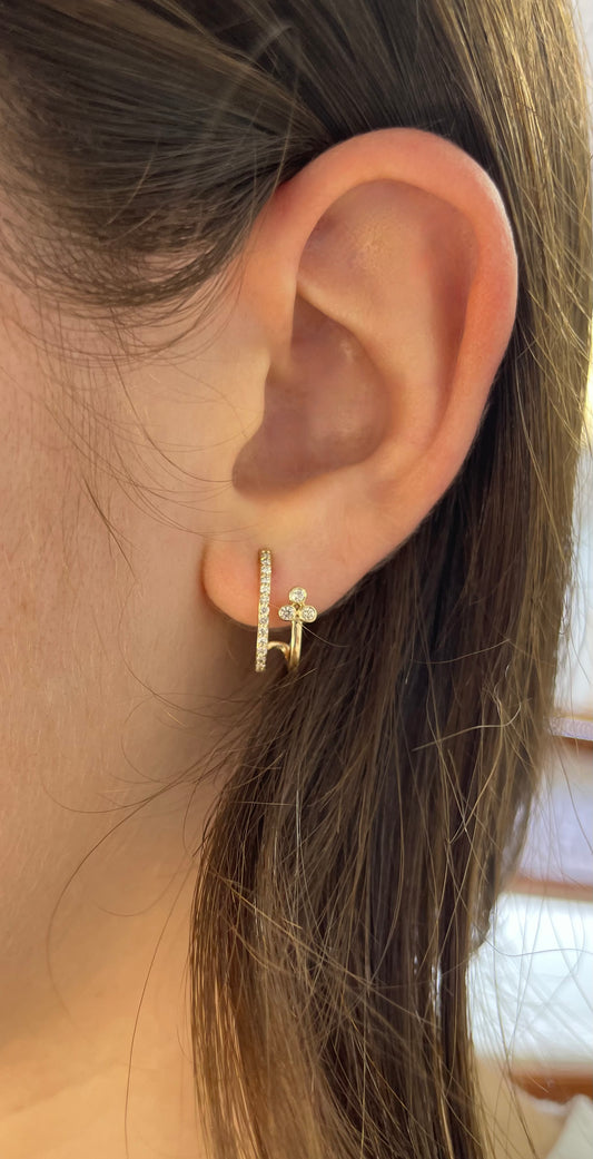 Wrap Around Trio Bezel Diamond Earrings