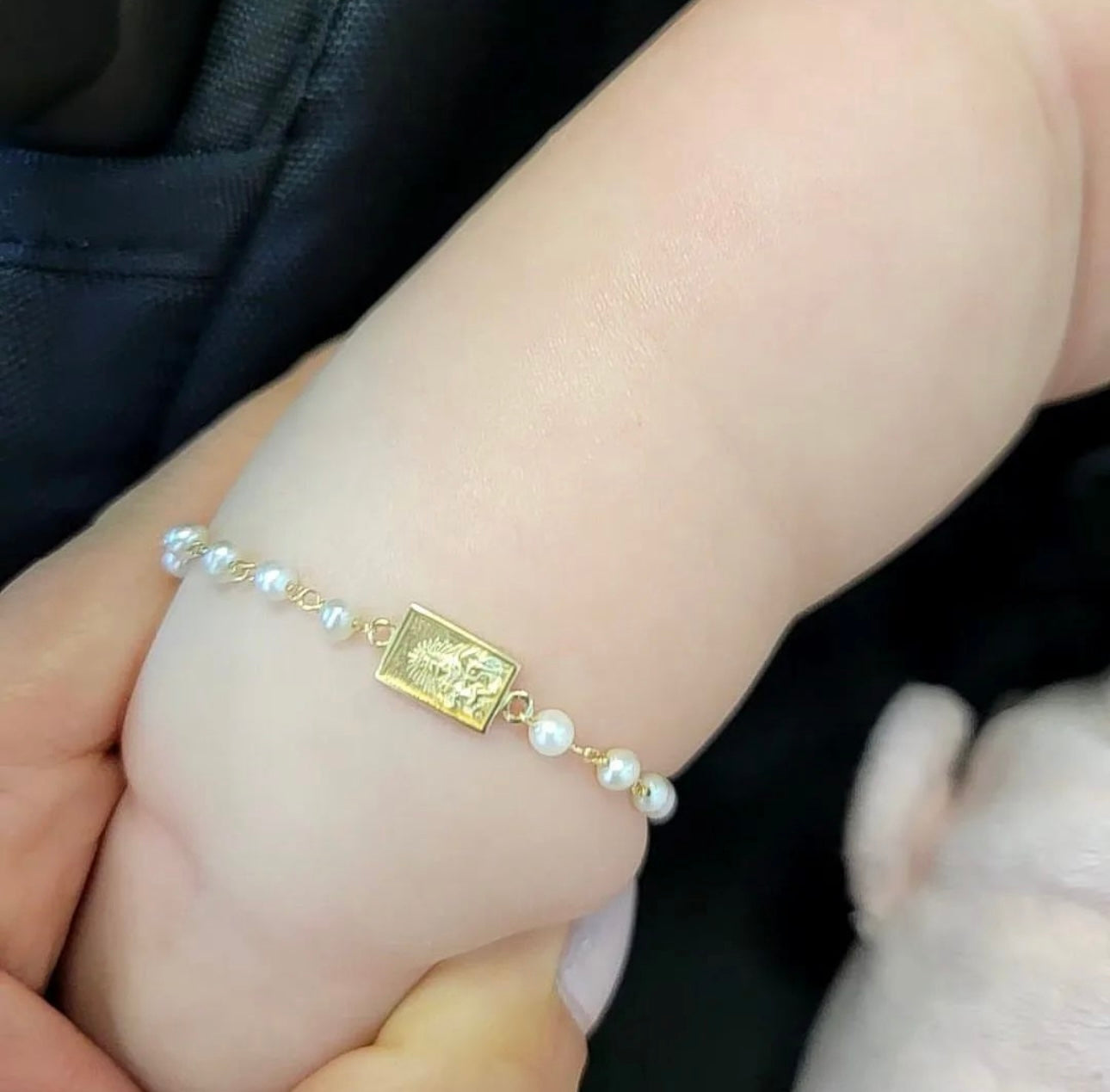 Pearl Bracelet with Scapular Medal