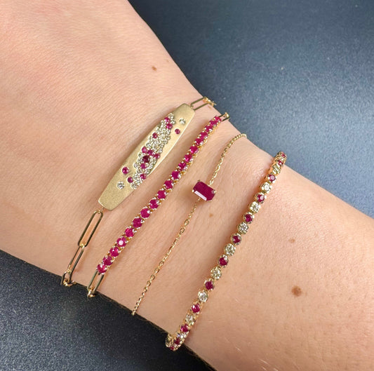 Color Stone Paperclip Bracelet