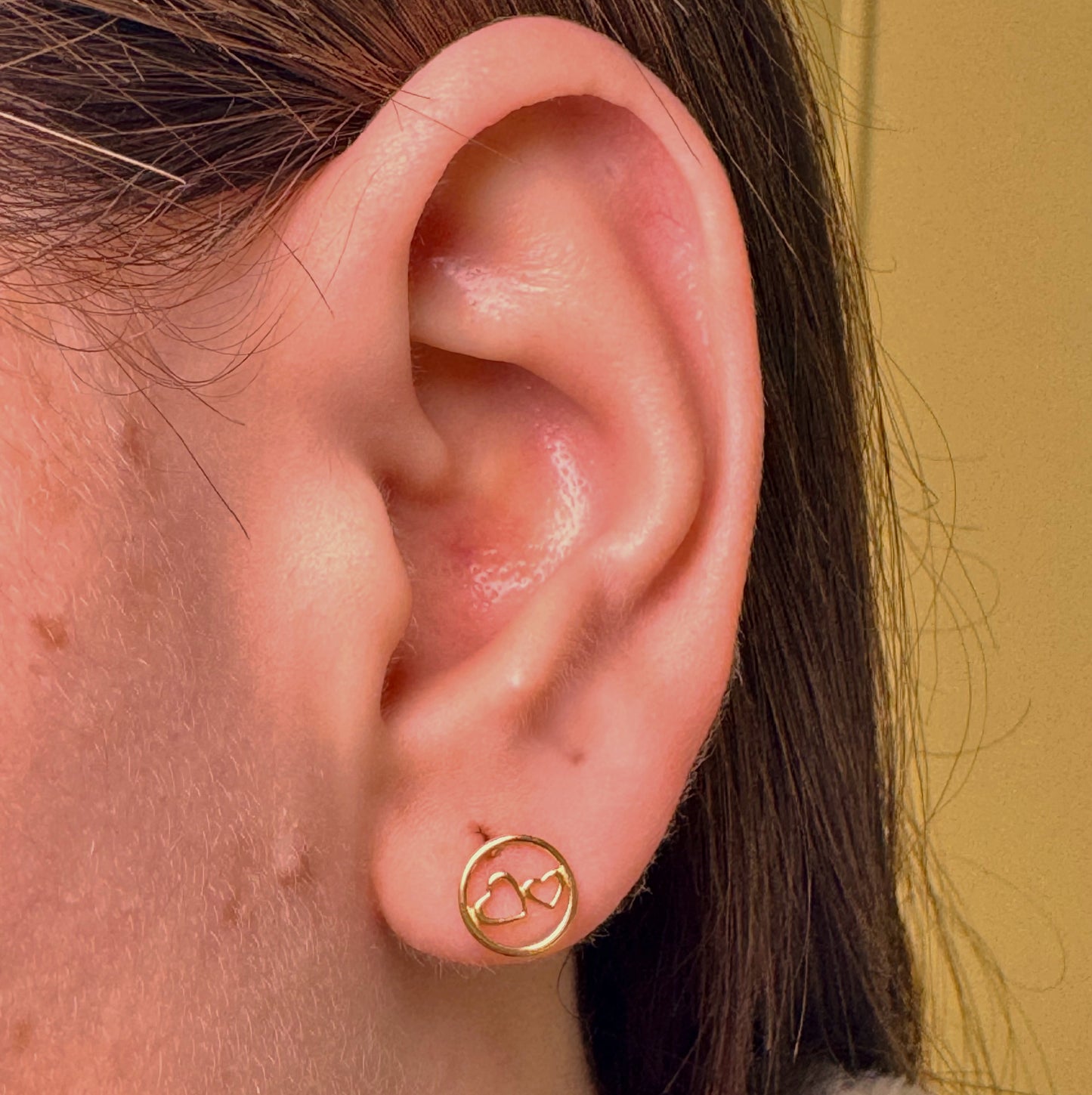 Open Circle with Double Open Heart Earrings