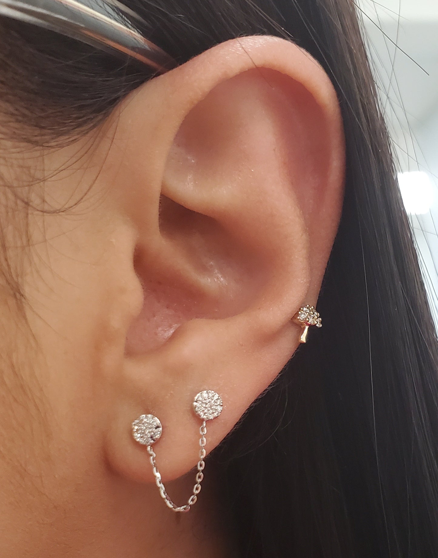 Double Hole Diamond Circle Earring