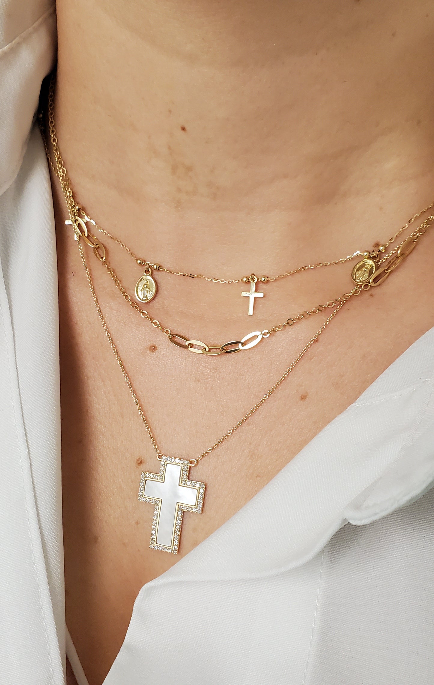 Miraculous and Cross Dangle Necklace