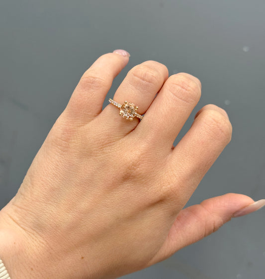 18K Rose Gold Morganite & Diamond Engagement Ring
