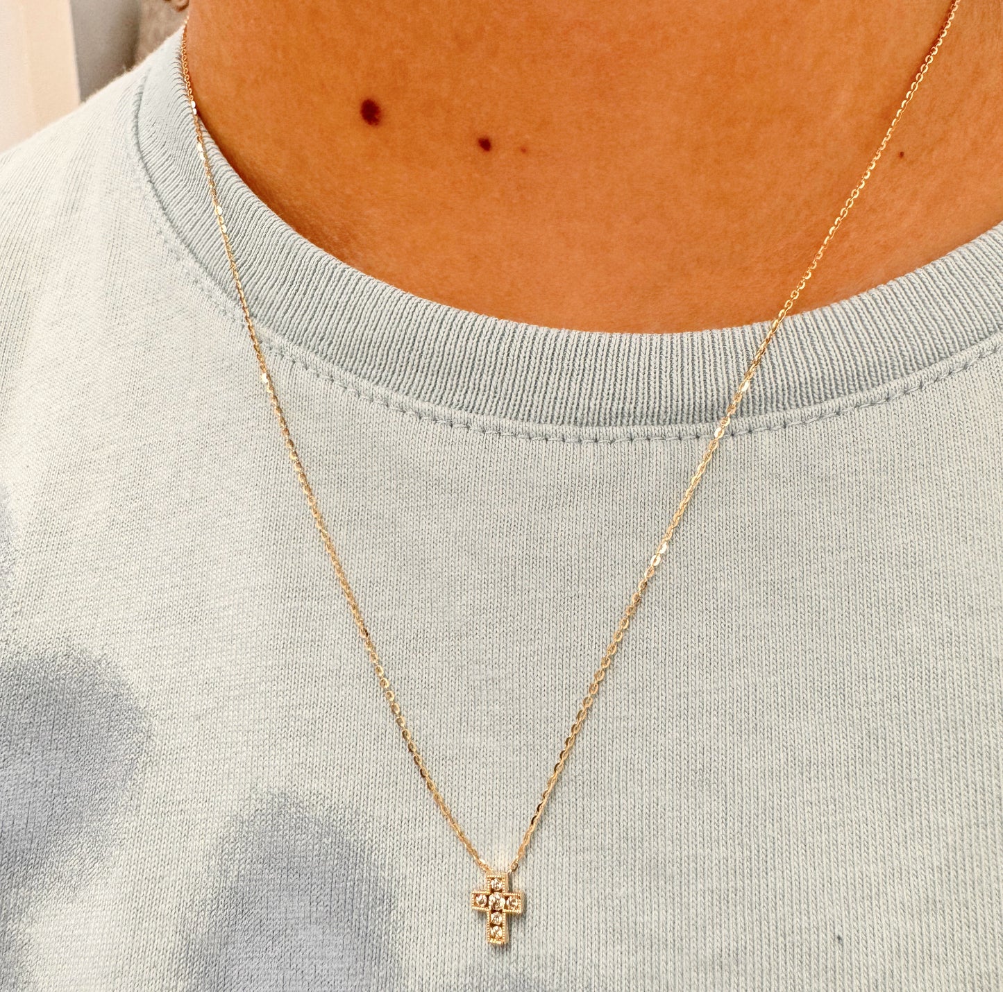 Mini Channel Set Diamond Cross