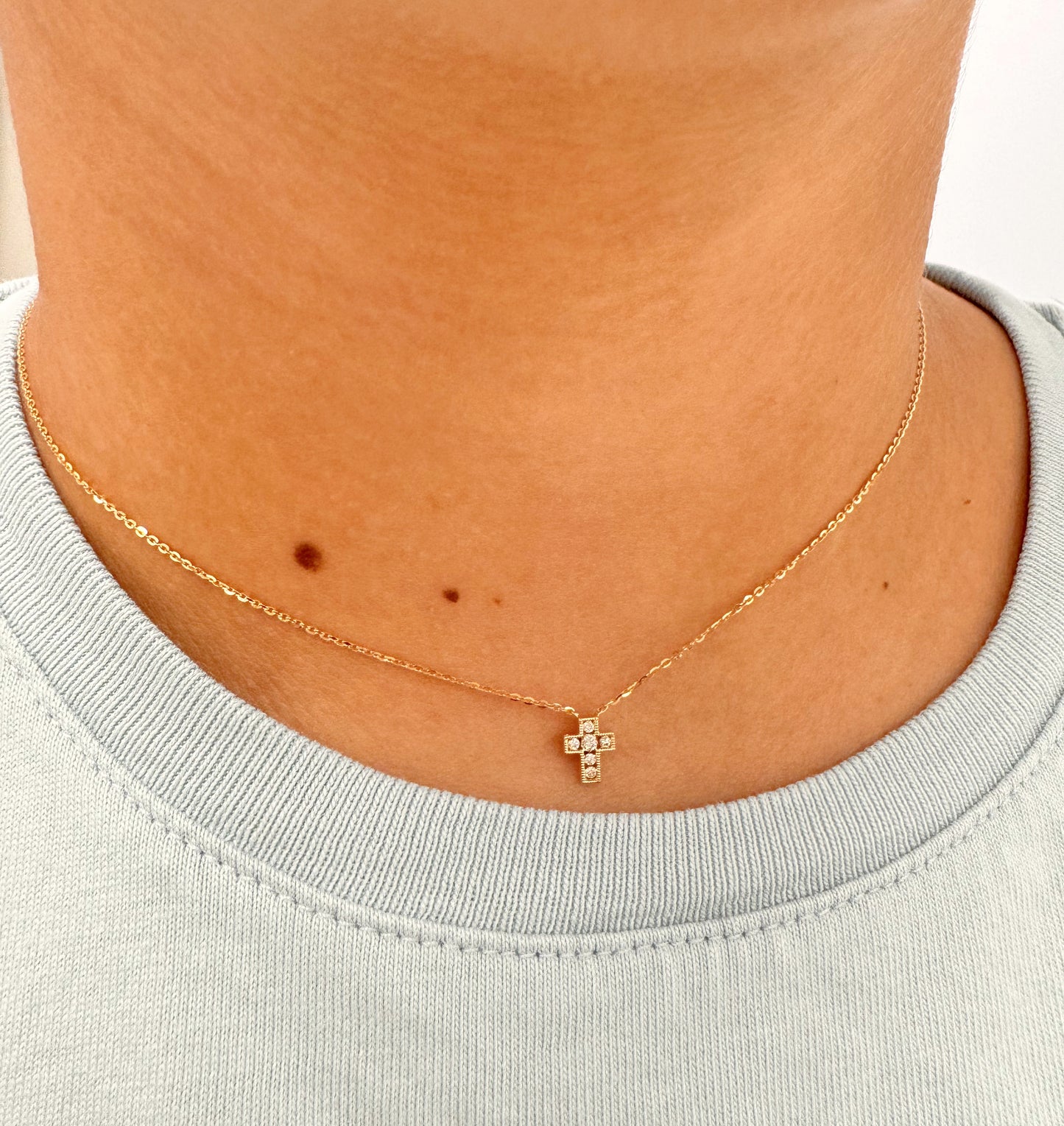 Mini Channel Set Diamond Cross