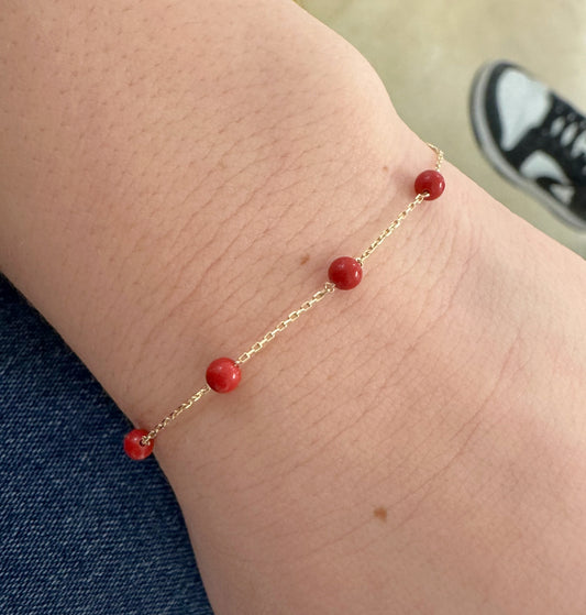 Station Color Stone Bead Bracelet 3mm