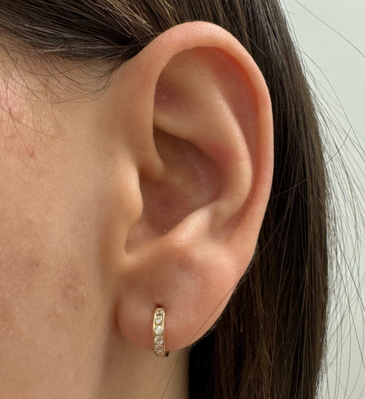 Channel Set Cubic Zirconia Huggie