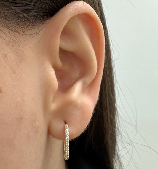 Cubic Zirconia Oval Huggie Hoop Earrings