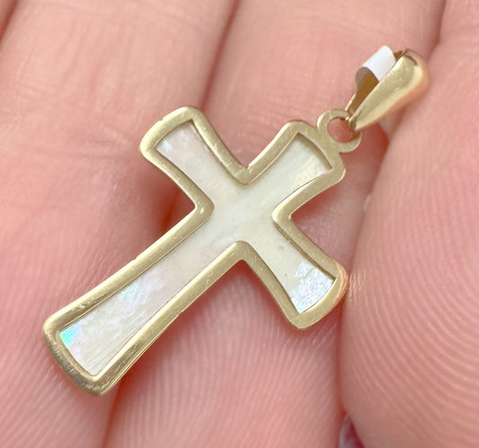 Curved Mother of Pearl Cross Pendant