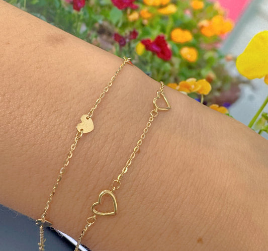 Curved Multiple Open Hearts Bracelet