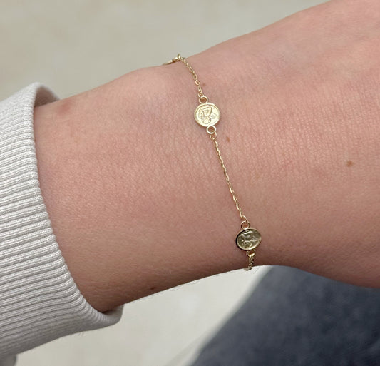 Heavenly Blessings 14K Gold Miniature Angel Medal Station Bracelet