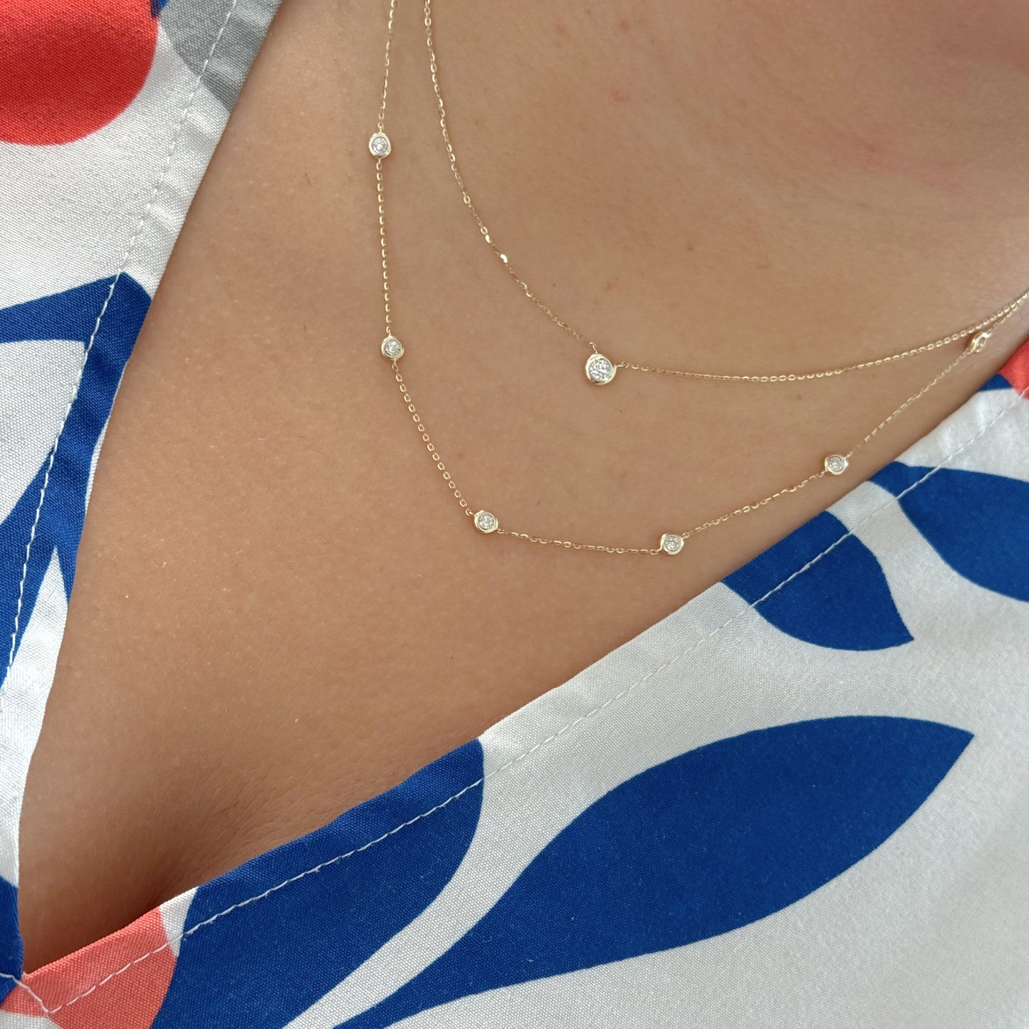 Diamond Bezel Station Necklace