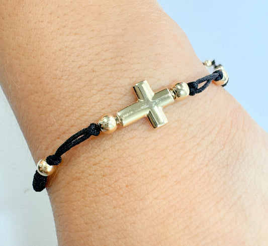 Puff Cross Macrame Bracelet