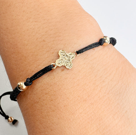4 Saints Cross on Macrame Bracelet