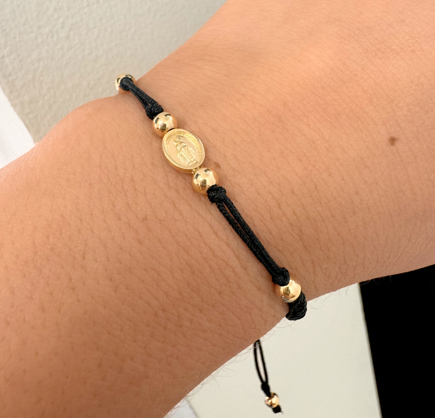 Miraculous or Guadalupe small Medal Macrame Bracelet