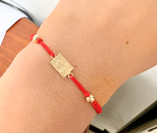 Miniature Scapular Medal Macrame Bracelet