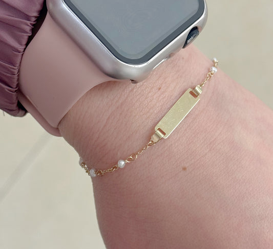 Baby ID Pearl Chain Bracelet Engravable