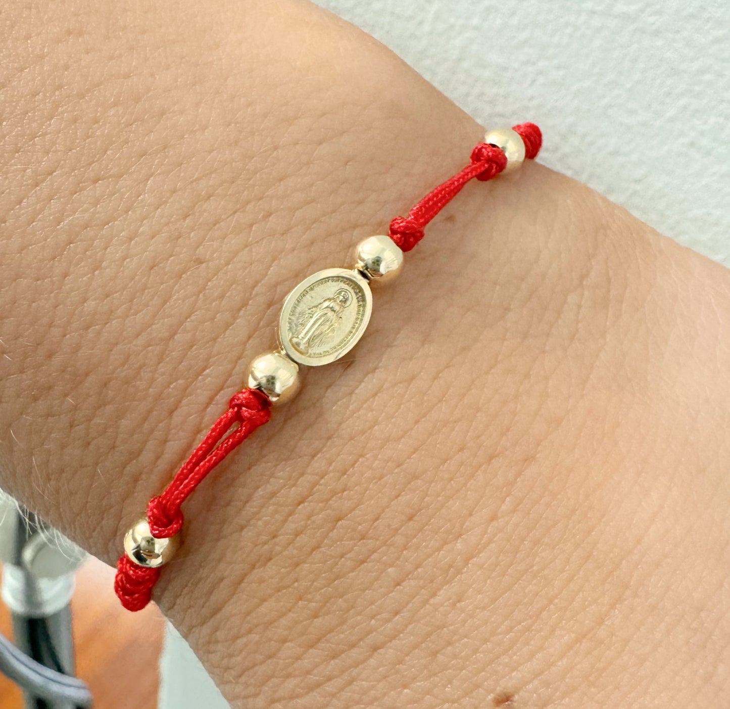 Miraculous or Guadalupe small Medal Macrame Bracelet