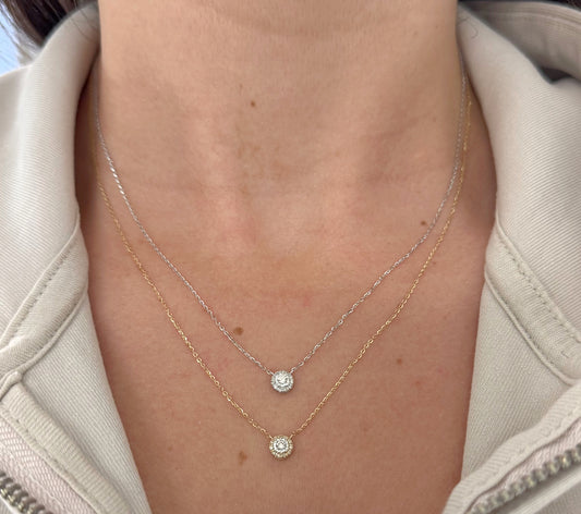 Circle Necklace with Diamond Illusion Solitaire