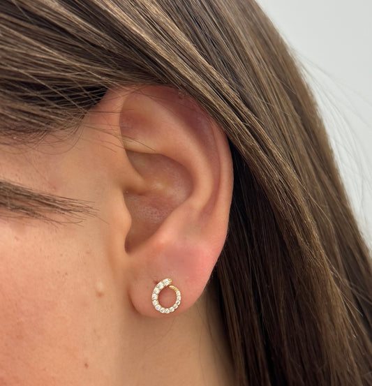 Cubic Zirconia Open Circle Stud Earrings