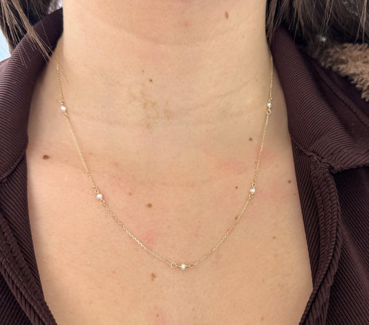 Dainty Fresh Water Pearl Station Necklace
