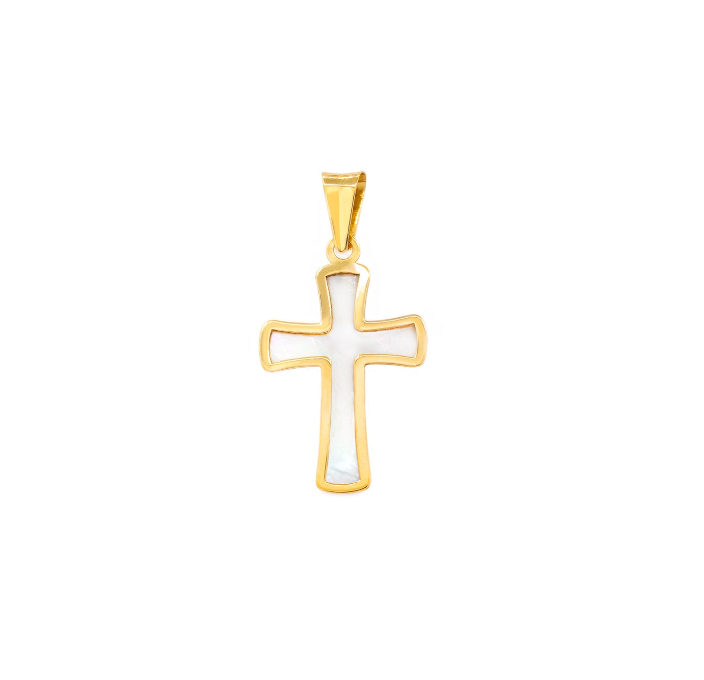 Curved Mother of Pearl Cross Pendant
