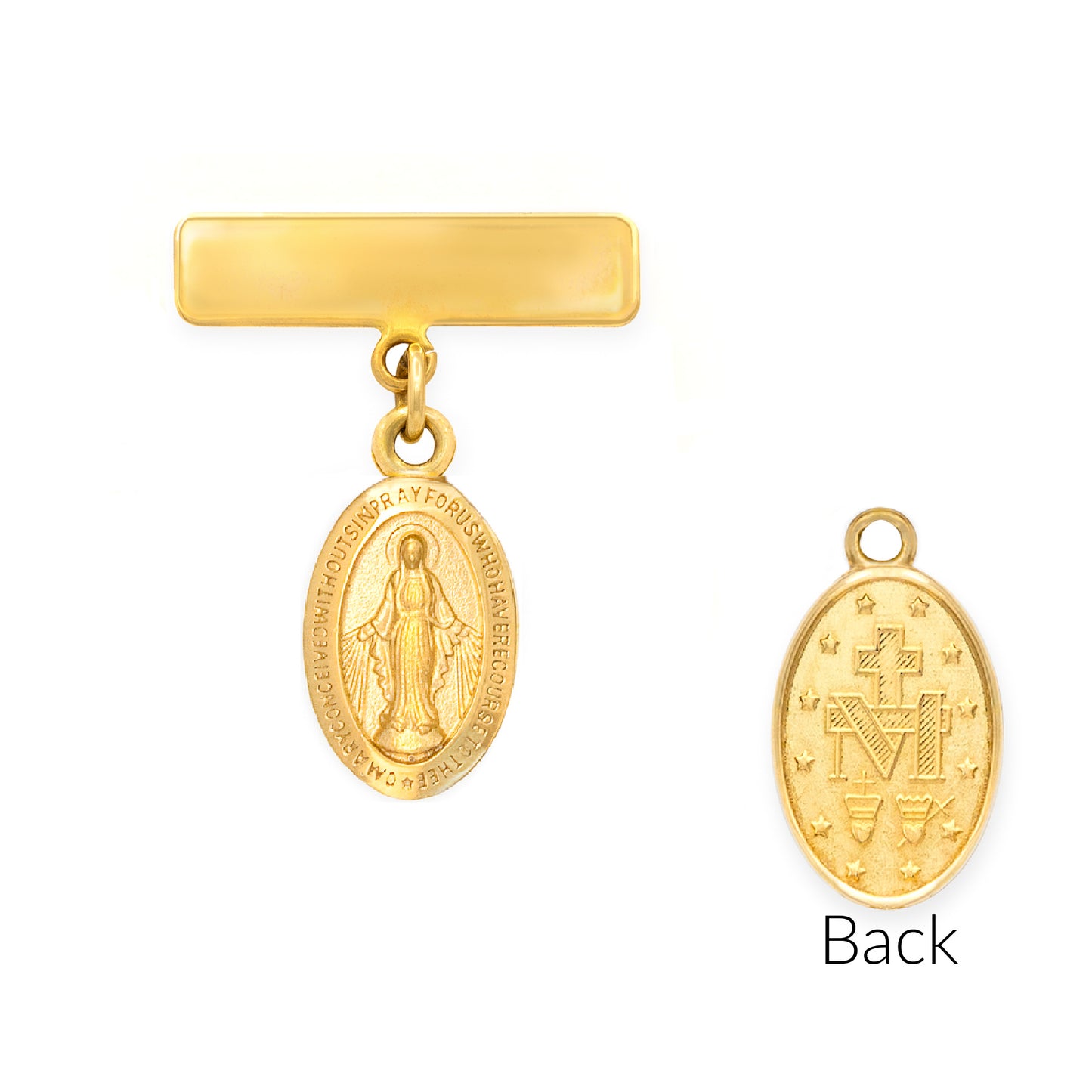 Engravable Plate Small Miraculous Medal Baby Pin