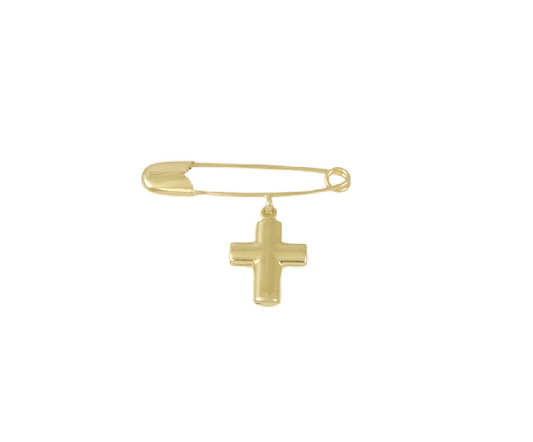 Gold Baby Pin with Cross