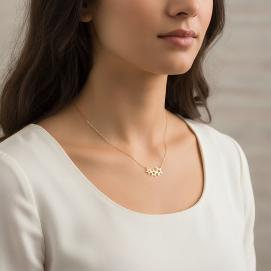 Three Open Stars Necklace