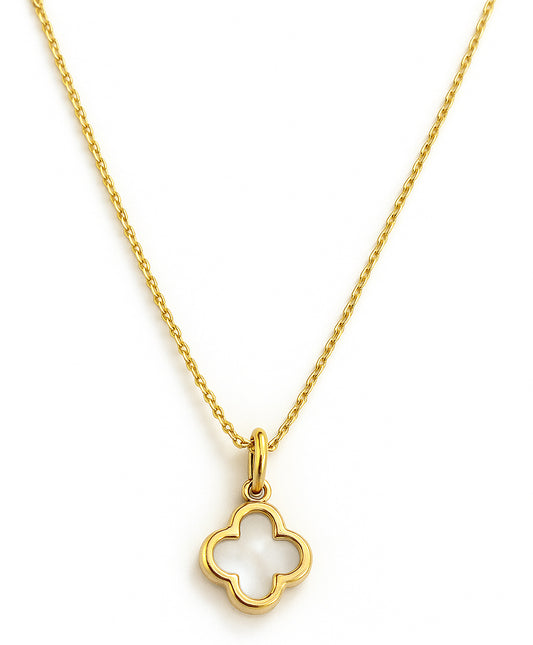 Mini Mother of Pearl Clover Necklace
