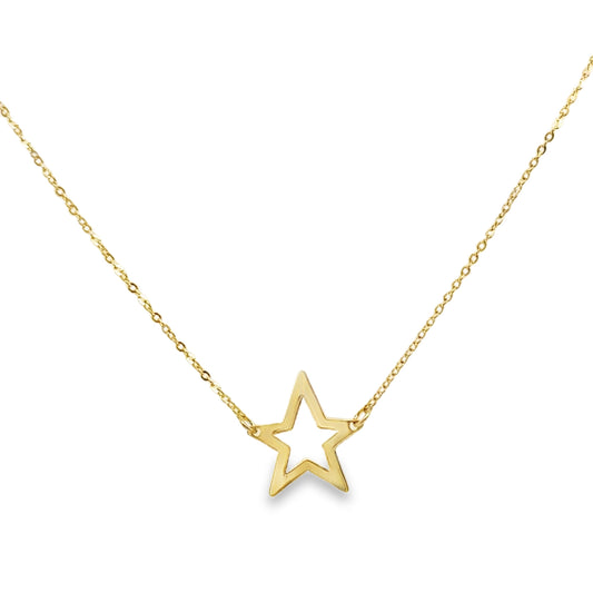 Single Open Star Gold Necklace