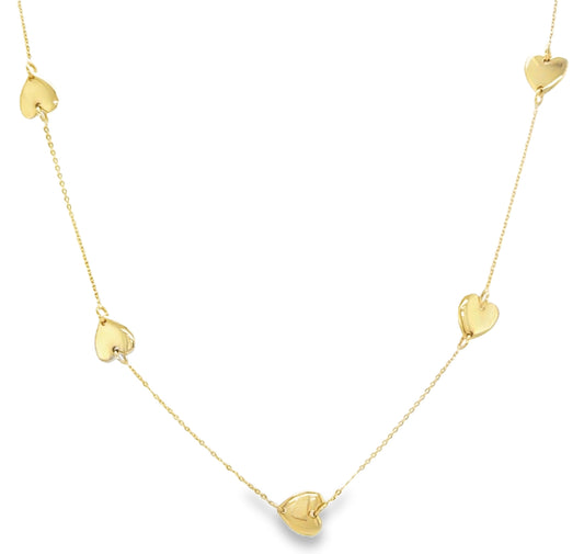 Multi Puffed Heart Station Necklace