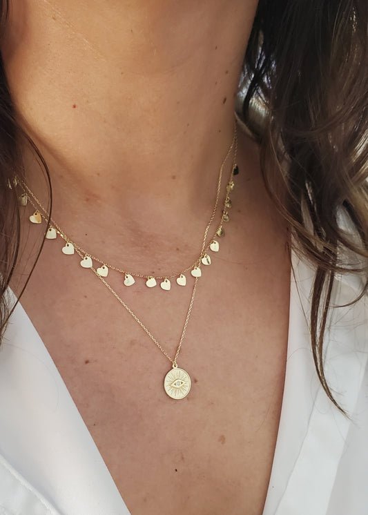 Sunburst Evil Eye Medallion Necklace