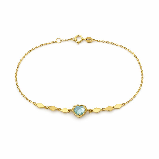 Blue Topaz or Amethyst Heart Bracelet