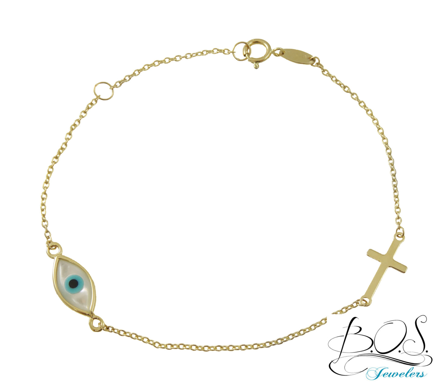 Eye and Cross Bracelet 14K Gold