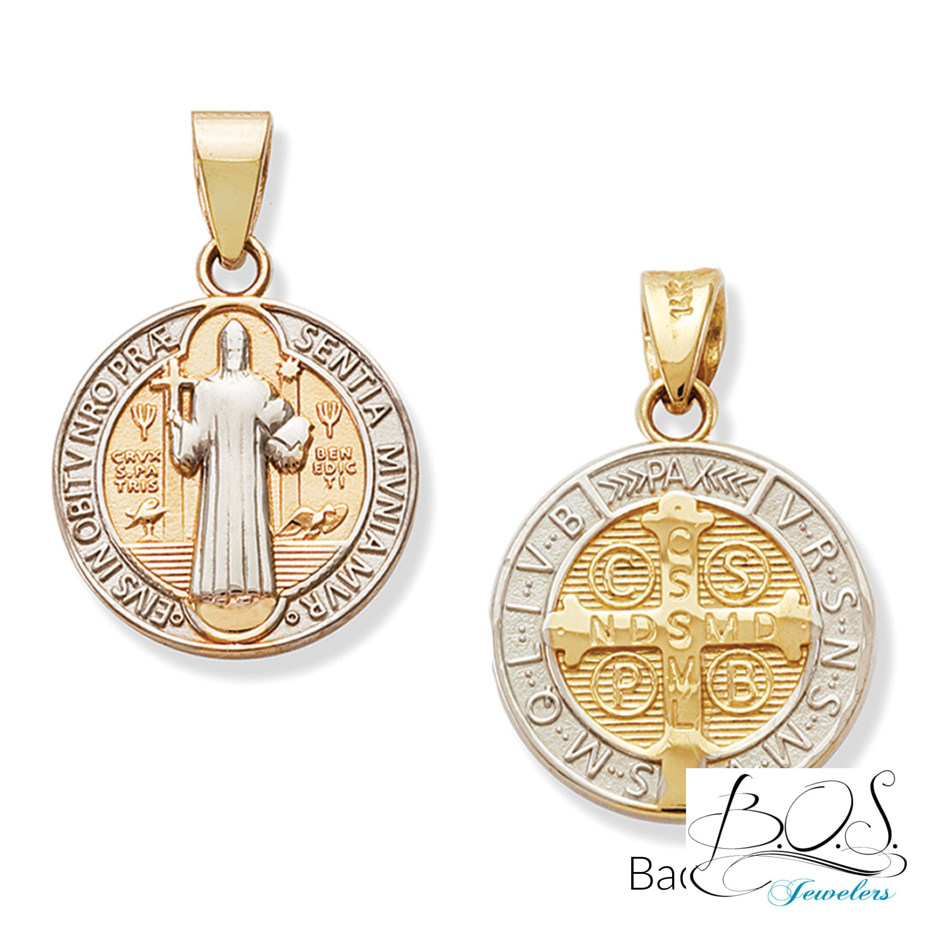 St. Benedict Medal 14K Gold 12MM – BOS Jewelers Inc