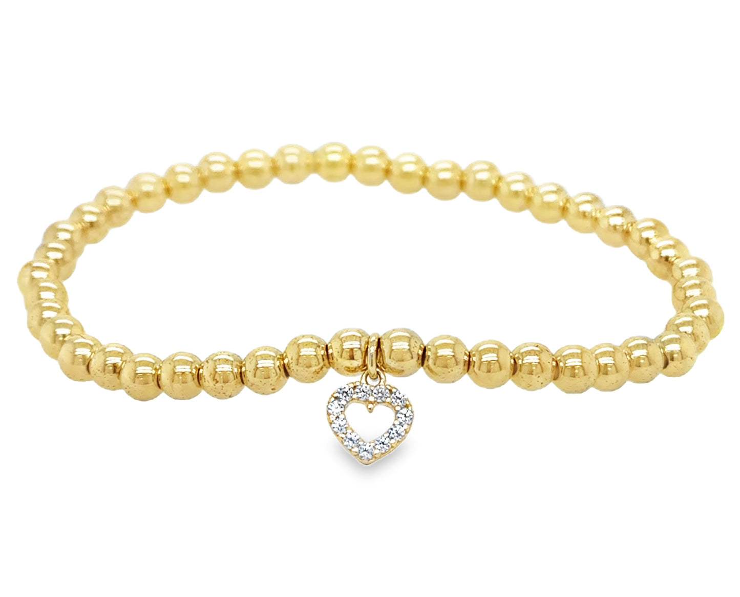 Gold Filled Elastic Bracelet with Embellished Heart Charm