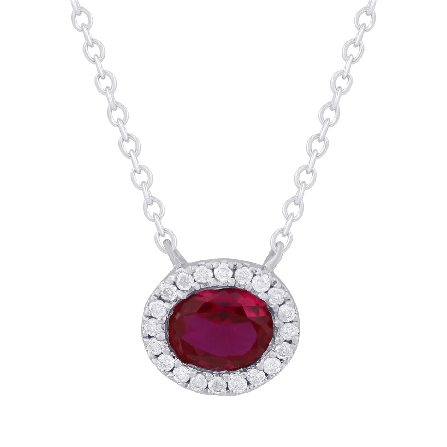 14K Gold Oval Diamond Pendant with Color Stone in the Middle