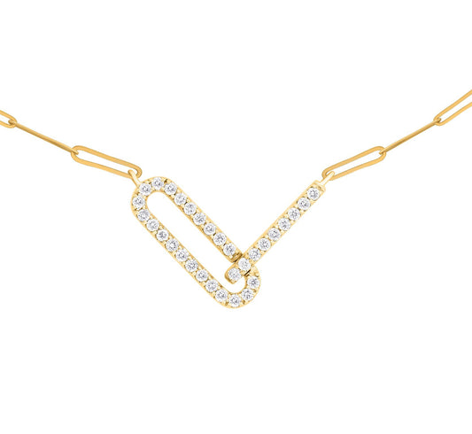 Diamond V-Shape Paperclip Necklace