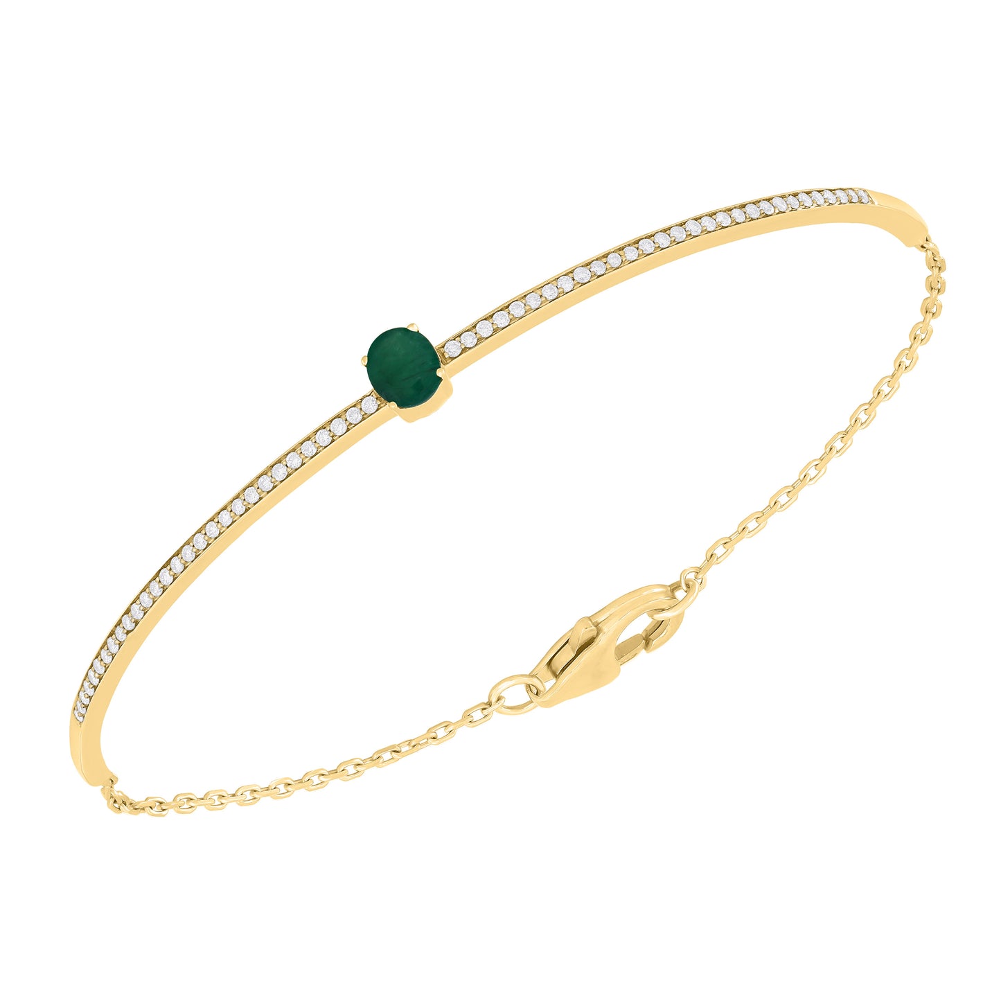 Oval Color Stone and Diamond Bangle Bracelet