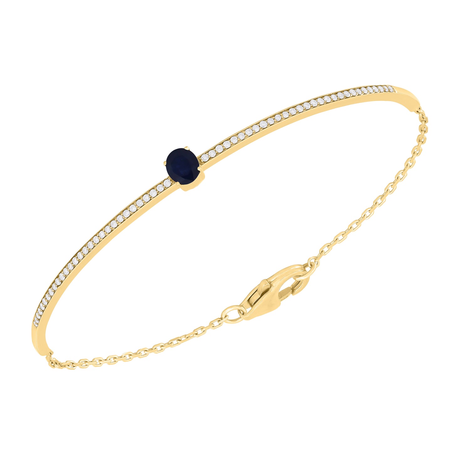 Oval Color Stone and Diamond Bangle Bracelet