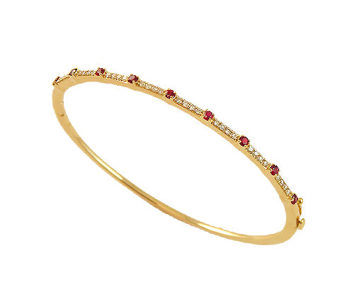 Blue Sapphire, Emerald or Ruby with Diamond Bangle