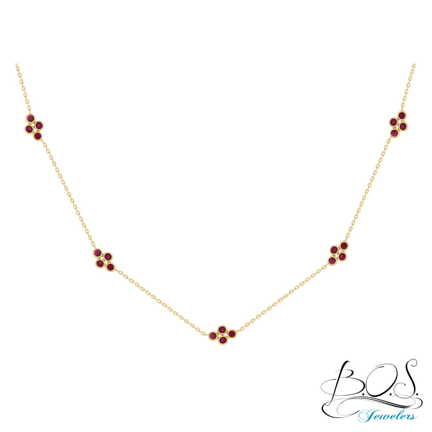 14K Multi Bezel Color Stone Necklace