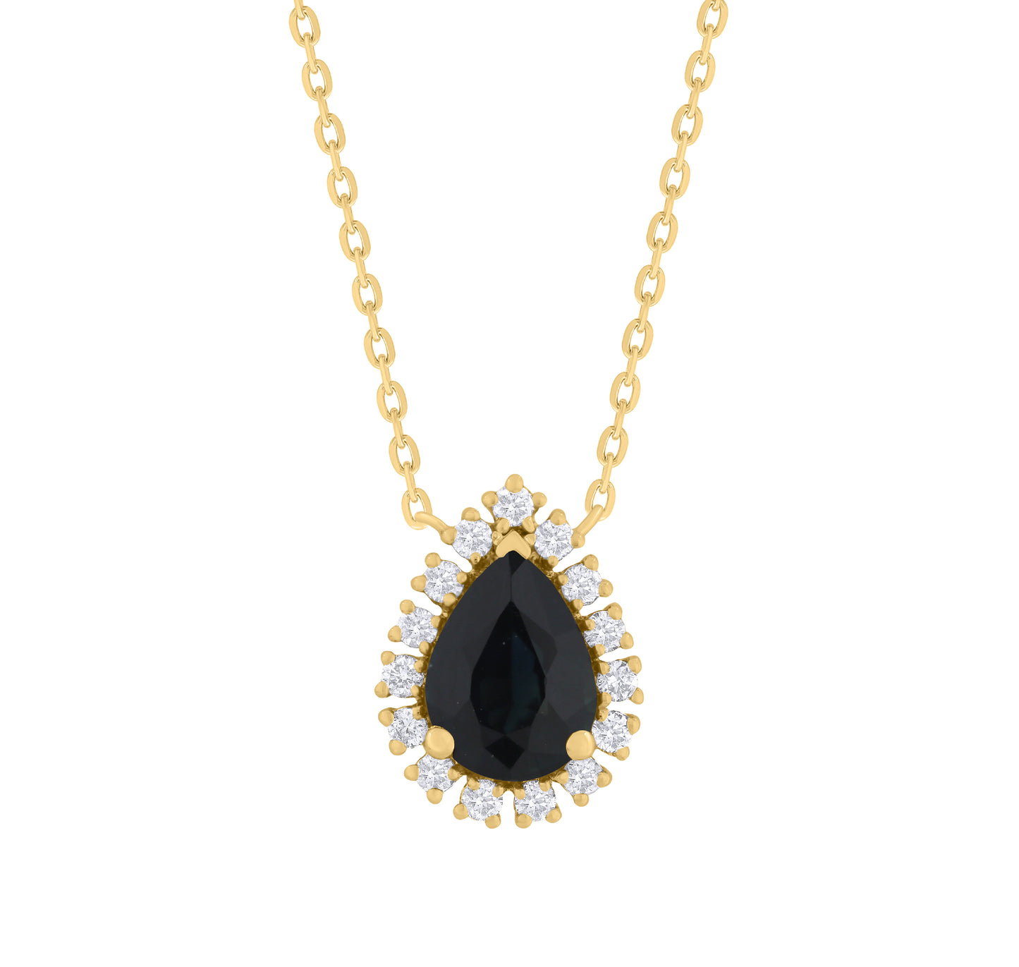 Pear Shape Color Stone with Diamonds Necklace
