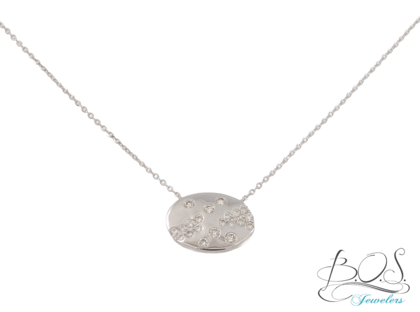 14K Gold Diamond Oval Necklace