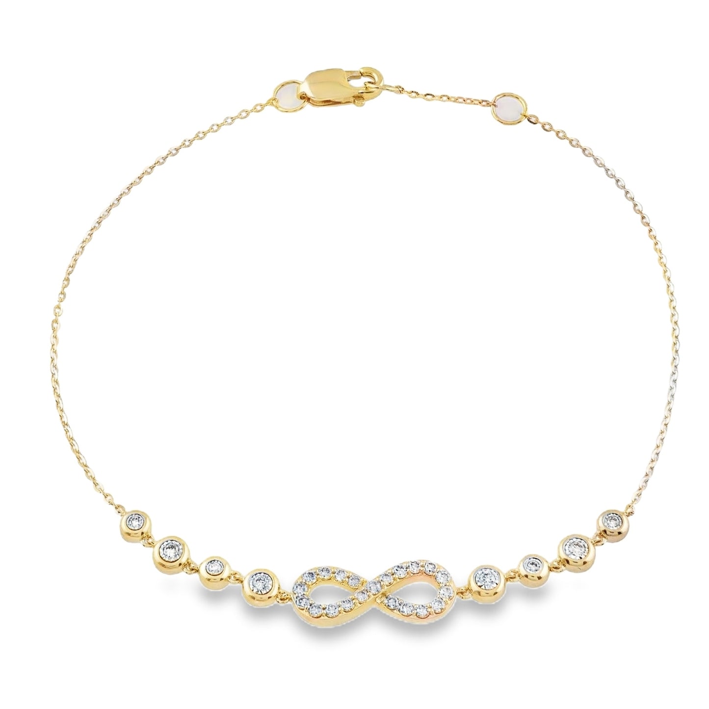 Endless Elegance: 14K Gold Diamond Infinity & Bezel Bracelet