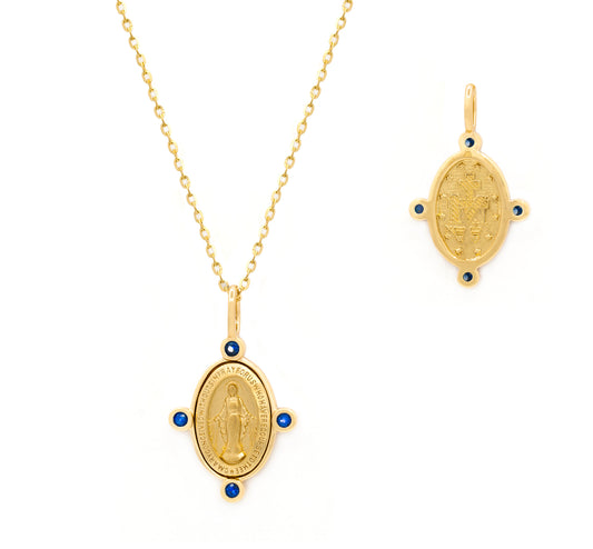 Miraculous Medal Color Stone Necklace