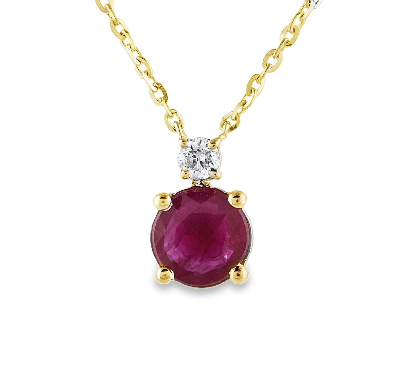 Classic Single Round Color Stone And Diamond Accent Necklace